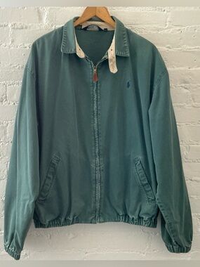 Vintage Polo By Ralph Lauren Mens Twill Jacket Full Zip Pony Logo Made In USA L